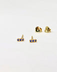 Three Stone Bezel Bar Studs