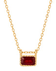 Emerald Cut East-West Ruby Necklace | 14K