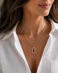 Clear Quartz and Black Onyx Pave Crystal Necklace