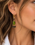 Jet and Green Quartz Fringe Earrings