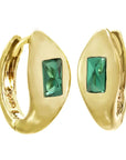 Gold Huggie Emerald Baguette Earring