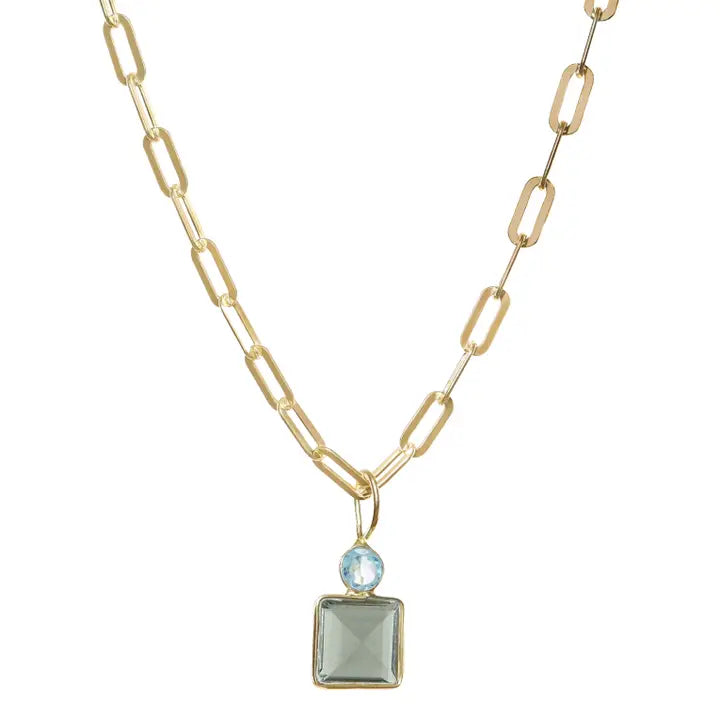 Blue Quartz Bezel Necklace – She's Unique