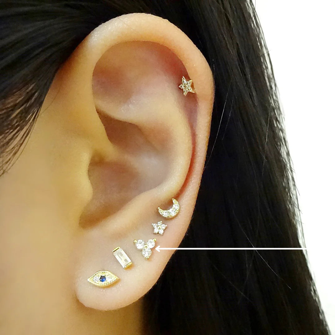 Triangle CZ Flat Back Earring | Single