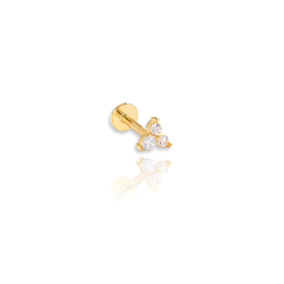 Triangle CZ Flat Back Earring | Single