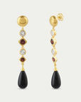Carmen Deco Drop Earrings | Garnet - White Topaz