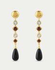 Carmen Deco Drop Earrings | Garnet - White Topaz