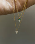 Emerald Baguette Cluster Necklace | 14K