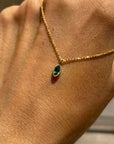 Marquise Emerald Wisp Necklace | 14K
