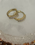Multi Baguette Huggie Earrings Earrings P&K White
