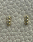 Three Stone Bezel Bar Studs