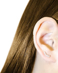 CZ Long Curved Line Flat Back Earring | Single