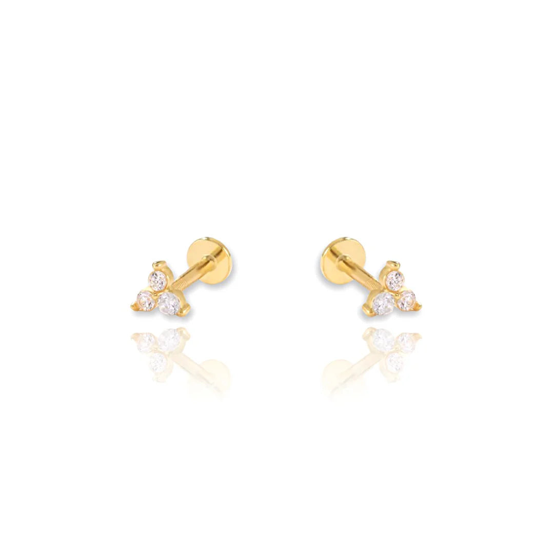 Triangle CZ Flat Back Earring | Single