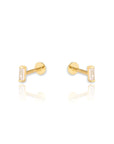 Baguette Screw Cartilage Flat Back Earring | Single