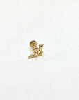 Tiny Snake Flat Back Earring | 14K | Single