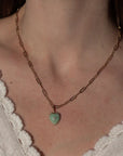 Isabel Paperclip Chain Heart Necklace | Amazonite