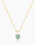 Isabel Paperclip Chain Heart Necklace | Amazonite