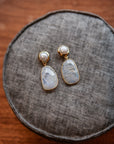 Wasa Earrings | Pearl - Rainbow Moonstone