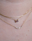 Emerald Cut East-West Ruby Necklace | 14K