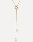 Duet Lariat Necklace | White Pearl