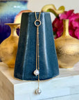 Duet Lariat Necklace | White Pearl