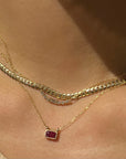 Emerald Cut East-West Ruby Necklace | 14K