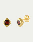 Deco Garnet Stud Earrings | Small