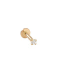 CZ Prong Flat Back Stud | 14K | Single