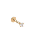 CZ Prong Flat Back Stud | 14K | Single