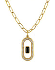 Clear Quartz and Black Onyx Pave Crystal Necklace