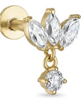 Petal Cluster Flat Back Stud with Drop