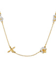 Floral Chain Necklace with Teeny Tiny Bee