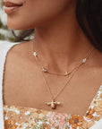 Floral Chain Necklace with Teeny Tiny Bee