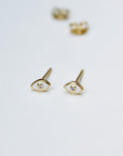 Tiny Enamel Eye Stud Earrings P&K White Enamel