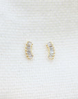 Fan Stone Stud Earrings Earrings P&K White