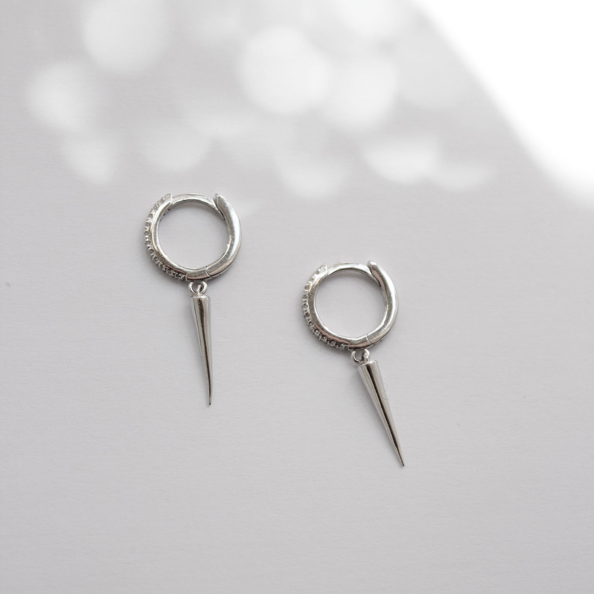 Spike Huggie Earrings | CZ Earrings P&K Silver