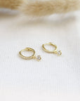 Small Bezel Charm Huggies Earrings P&K