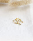 Small Bezel Charm Huggies Earrings P&K Yellow Gold