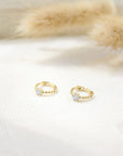 Tiny Stone Huggies Earrings P&K
