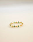Green Bezel Beaded Ring Rings P&K