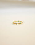 Green Bezel Beaded Ring Rings P&K 5