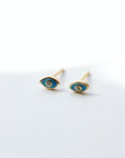 Tiny Enamel Eye Stud Earrings P&K Baby Blue