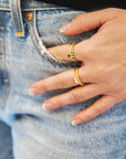 Square Stacking Band | Green CZ Rings P&K