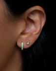 Turquoise Pave Huggies | 10mm Earrings Leah Alexandra
