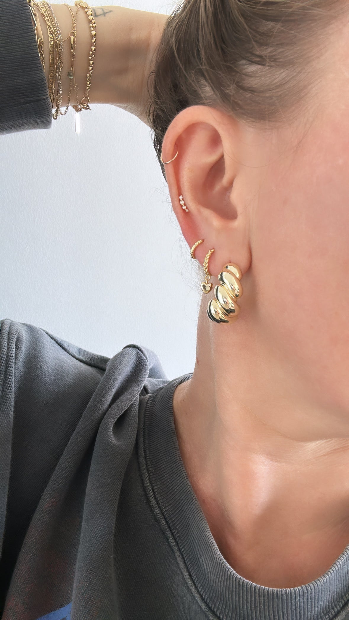 Tiny Rope Huggie Hoop | Single Earrings P&K   