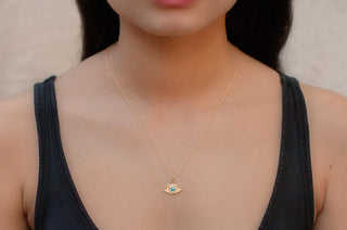 Pave Evil Eye Necklace | 14k Turquoise & Diamonds Necklaces Carrie Hoffman   