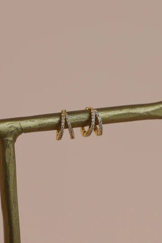 Double Huggie CZ Hoops