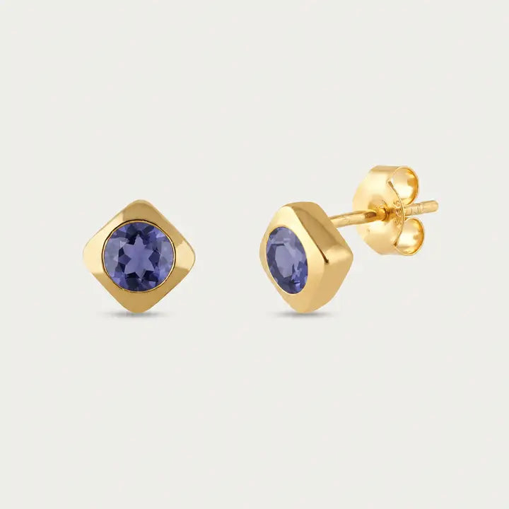 Deco Iolite Stud Earrings | Large