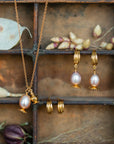 Poppy Seed Charm Necklace with Pink Pearl