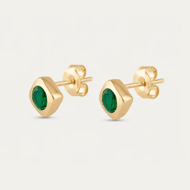 Deco Green Onyx Stud Earrings | Small