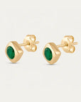 Deco Green Onyx Stud Earrings | Small
